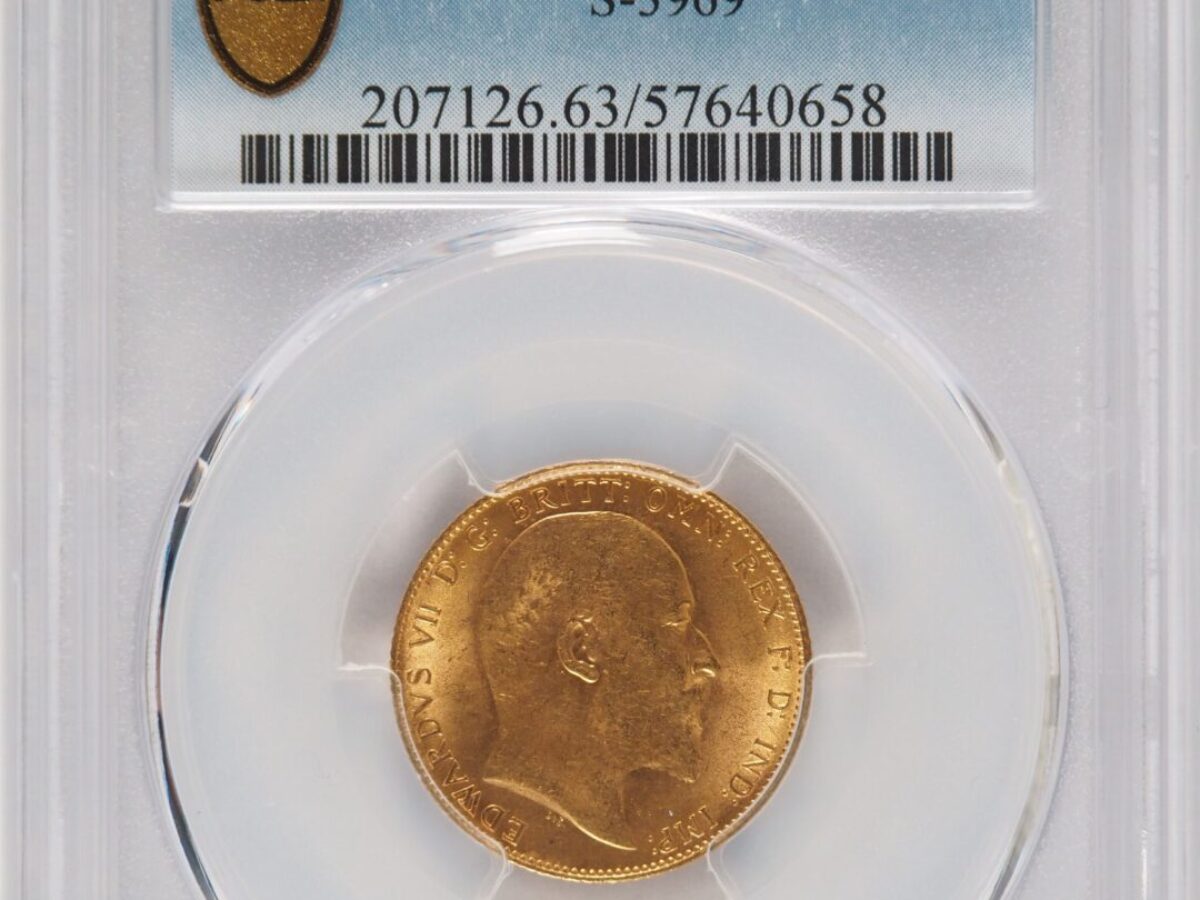 1909年エドワード7世ソブリン金貨 PCGS MS63 - ソブリンハブ
