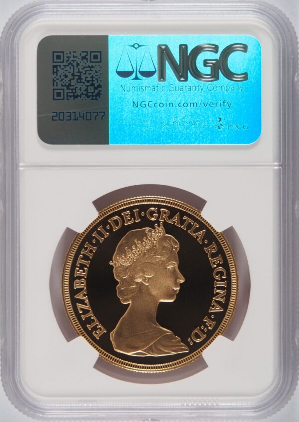 1982年 ヤングエリザベス 5ポンド金貨 NGC PF70UC - 画像 (2)