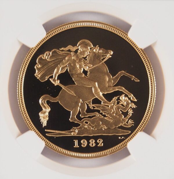 1982年 ヤングエリザベス 5ポンド金貨 NGC PF70UC - 画像 (3)