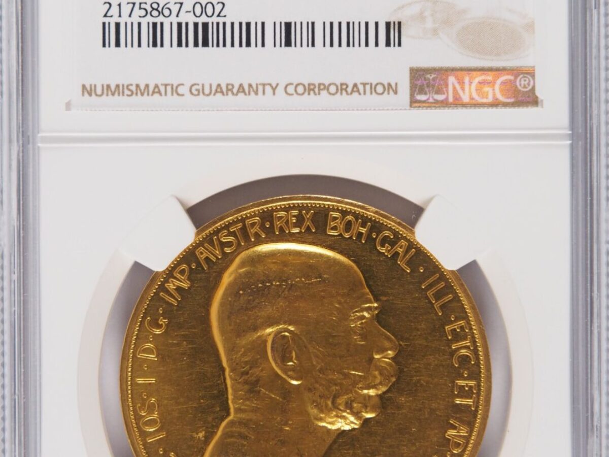 1908年 【雲上の女神】オーストリア 100コロナ 金貨 NGC PF60