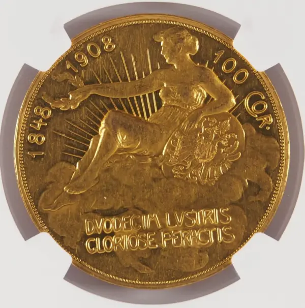 1908年 【雲上の女神】オーストリア 100コロナ 金貨 NGC PF60