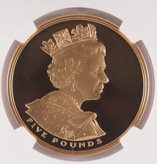 2002年 【馬上のエリザベス】ゴールデン・ジュビリー 5ポンド金貨 NGC PF70UC - 画像 (4)