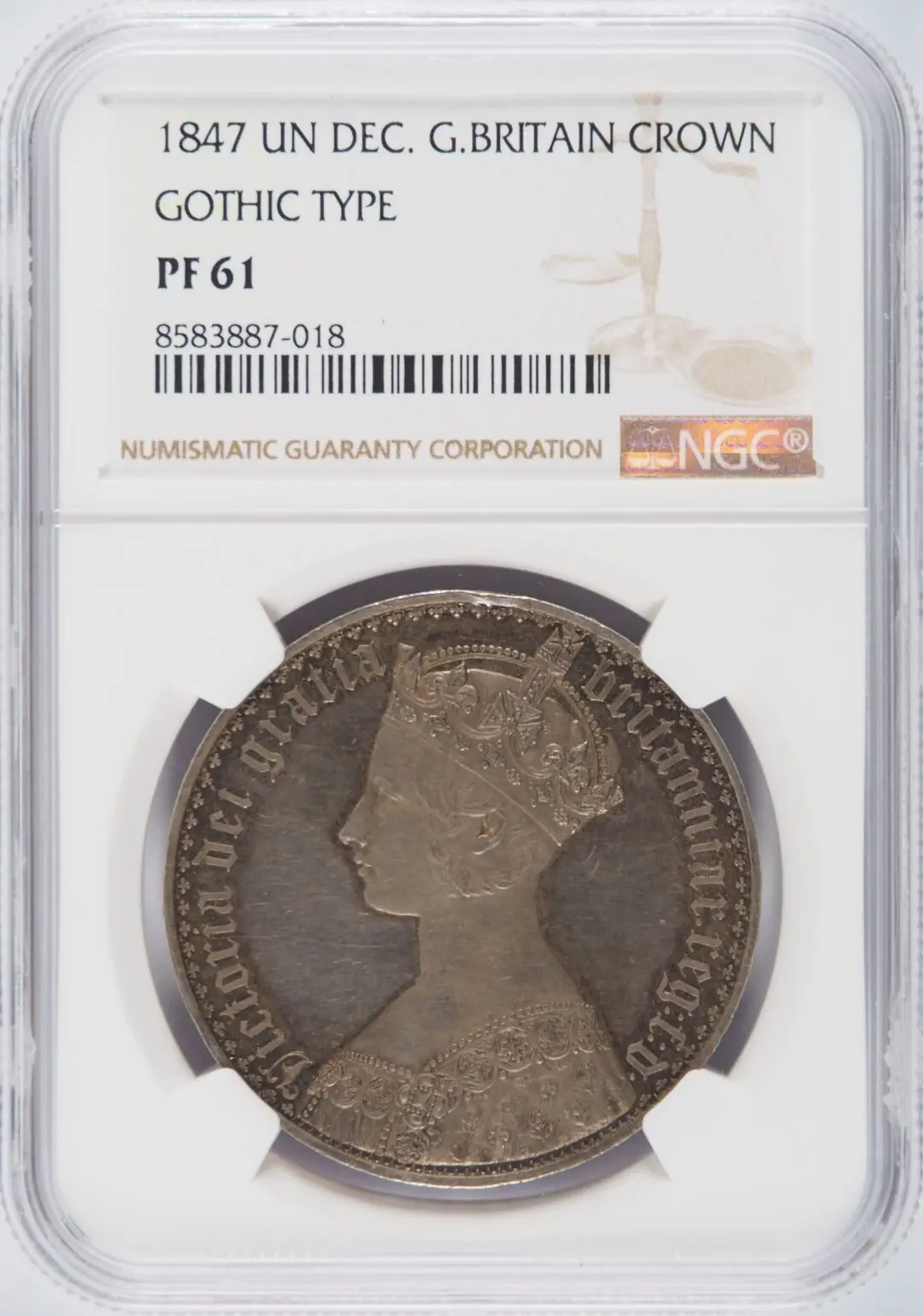 1847年 ゴシッククラウン銀貨 UNDECIMO NGC PF61 - ソブリンハブ