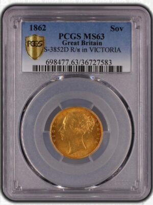 1862 Sovereign R over Inverted R MS63 (Single Finest)