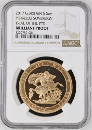 【Trial of the Pyx】2017年 ピストルッチ 5ポンド金貨 NGC BRILLIANT PROOF