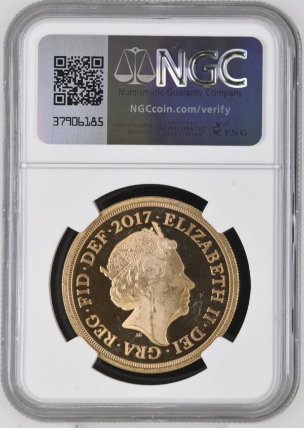 【Trial of the Pyx】2017年 ピストルッチ 5ポンド金貨 NGC BRILLIANT PROOF - 画像 (2)
