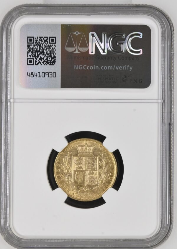 1872年メルボルン ソブリン金貨 メダルアライン NGC AU55 (R3) Marsh 59-B - 画像 (2)