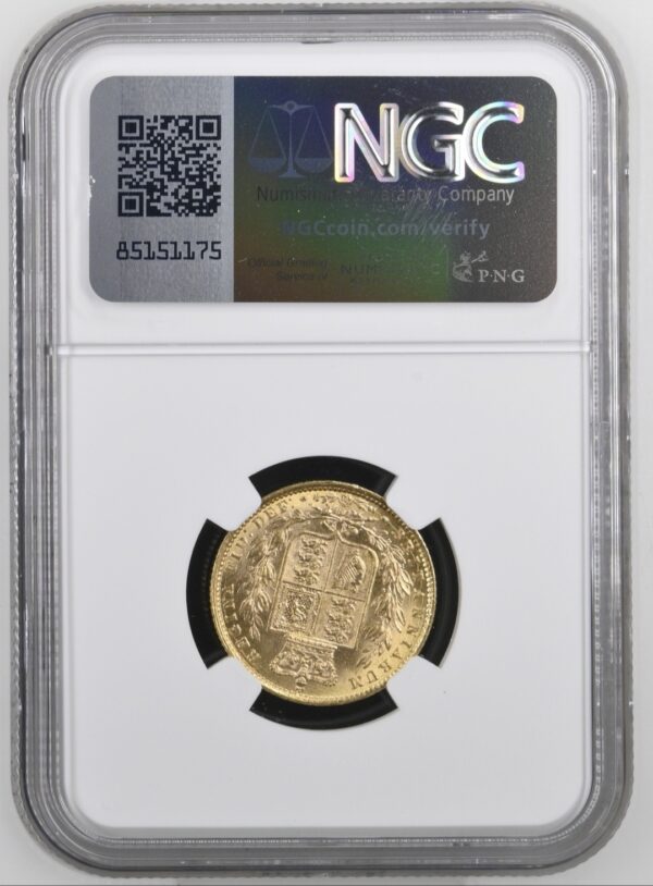 【ミントエラー】1872年ビクトリアヤングヘッド ソブリン金貨 NGC MS63(表面ラミネーション) - 画像 (3)