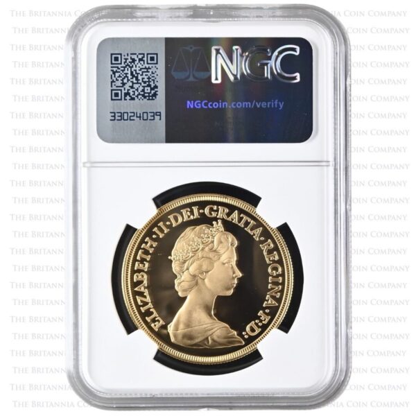 1982年 ヤングエリザベス 5ポンド金貨 NGC PF70UC - 画像 (2)