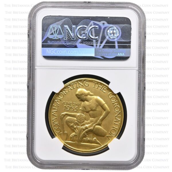 【発行枚数25枚】1953年エリザベス2世 ポール・ヴィンツェ金メダル NGC MS64 - 画像 (2)