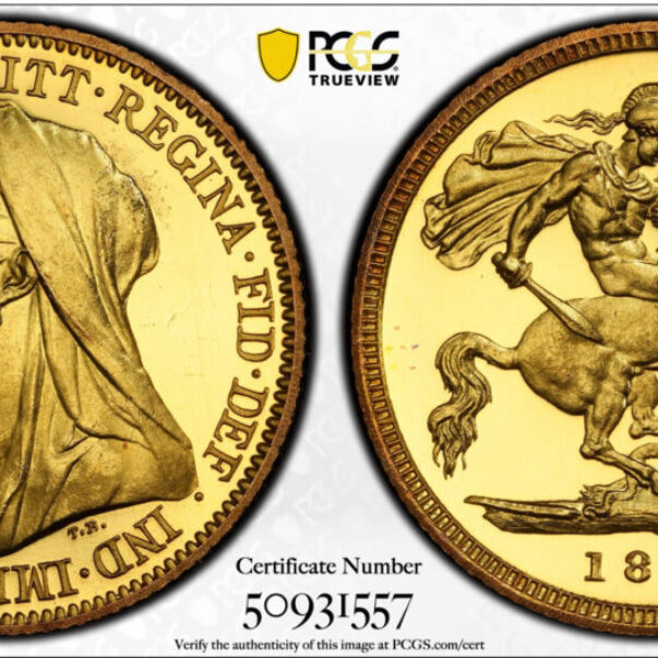 1893年ビクトリアヴェールヘッドプルーフハーフソブリン金貨 PCGS