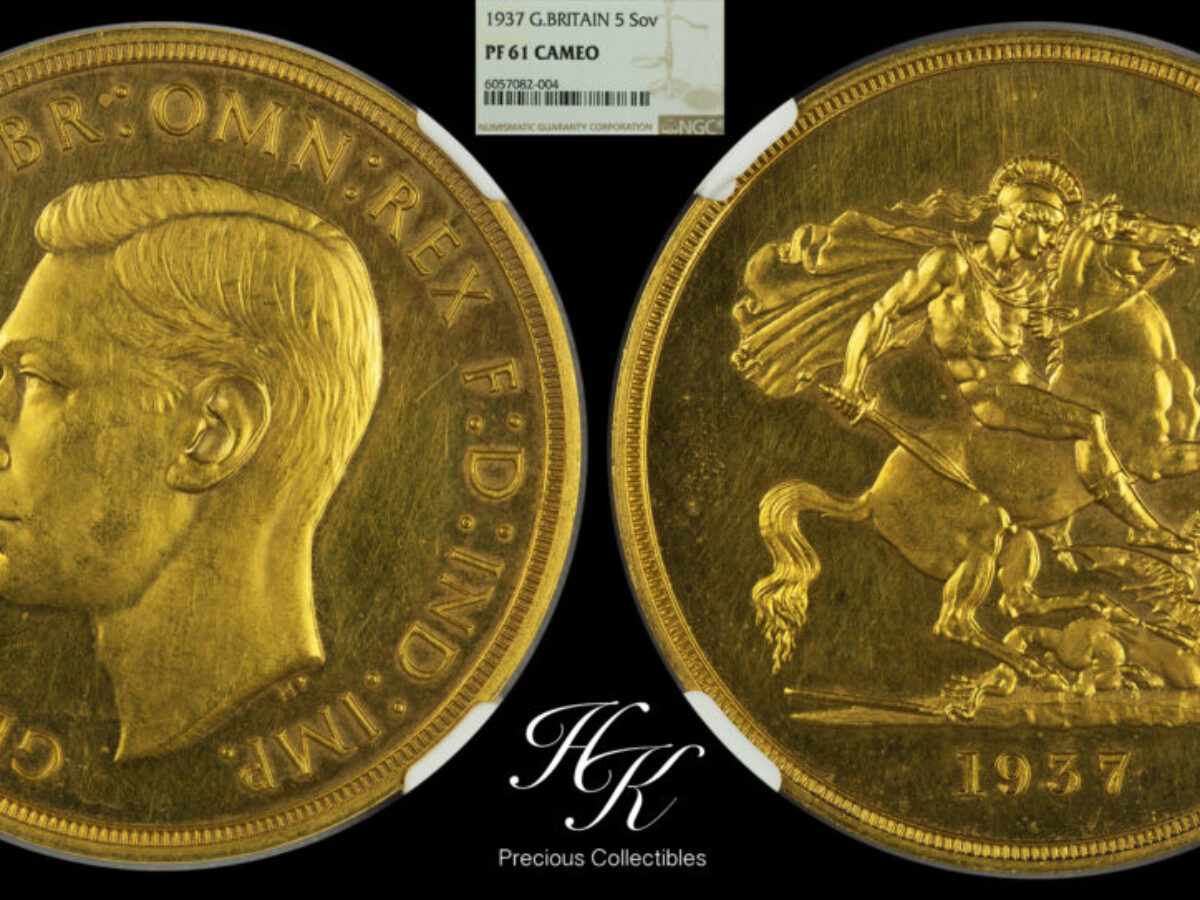 1937年ジョージ6世5ポンド金貨 NGC PF61 CAMEO - ソブリンハブ