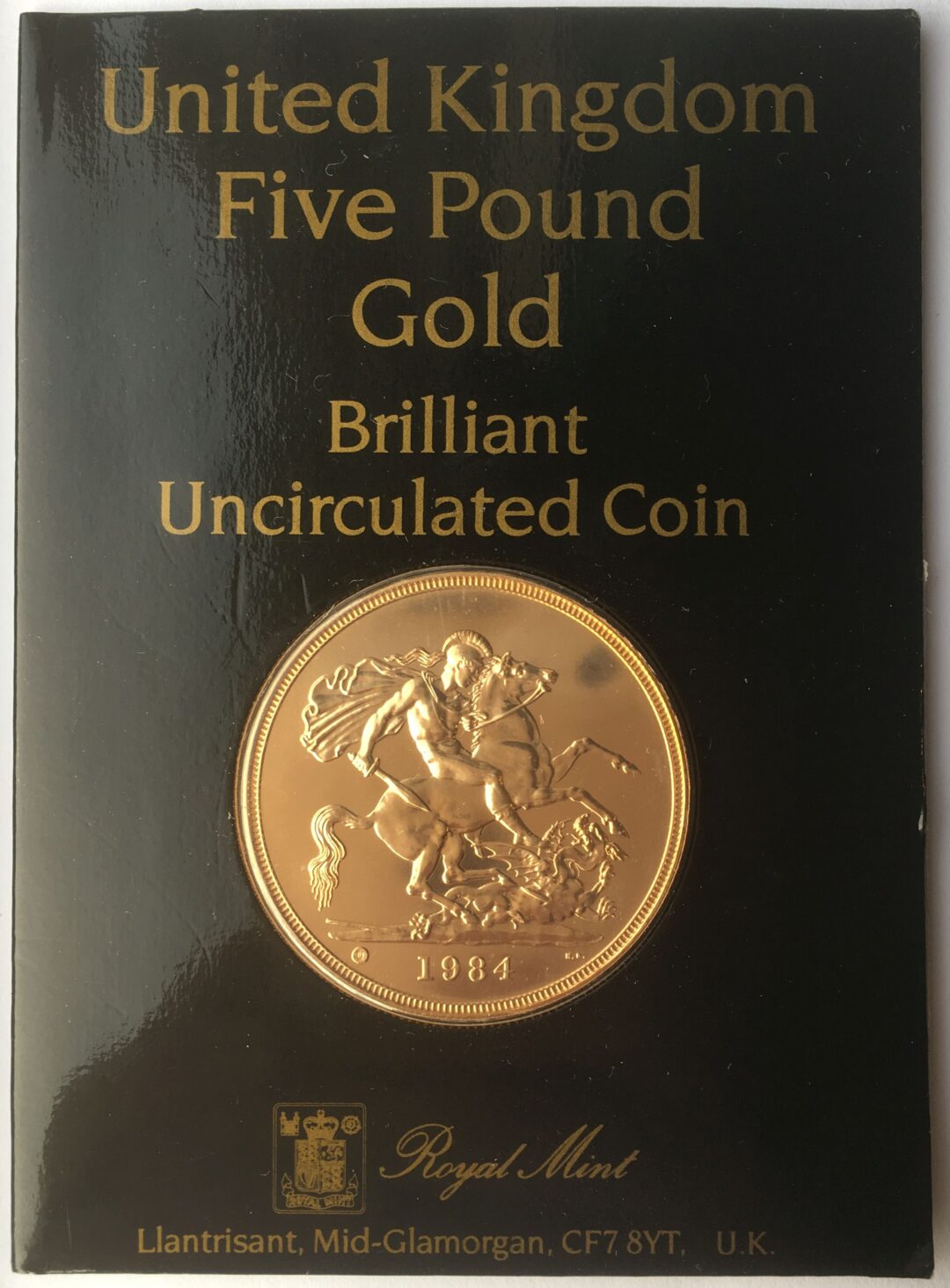 1984年ヤングエリザベス5ポンド金貨BUカード