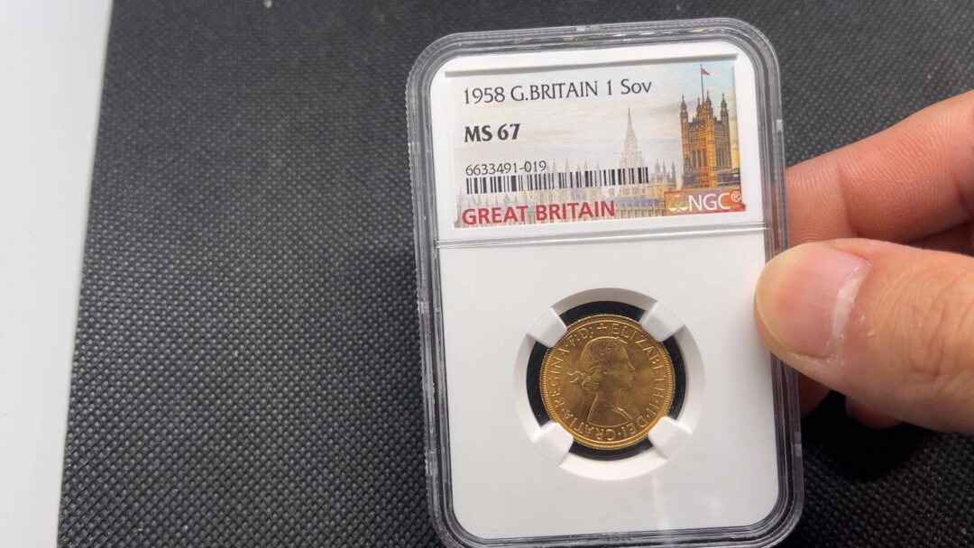 ギリックソブリン金貨MS67表面