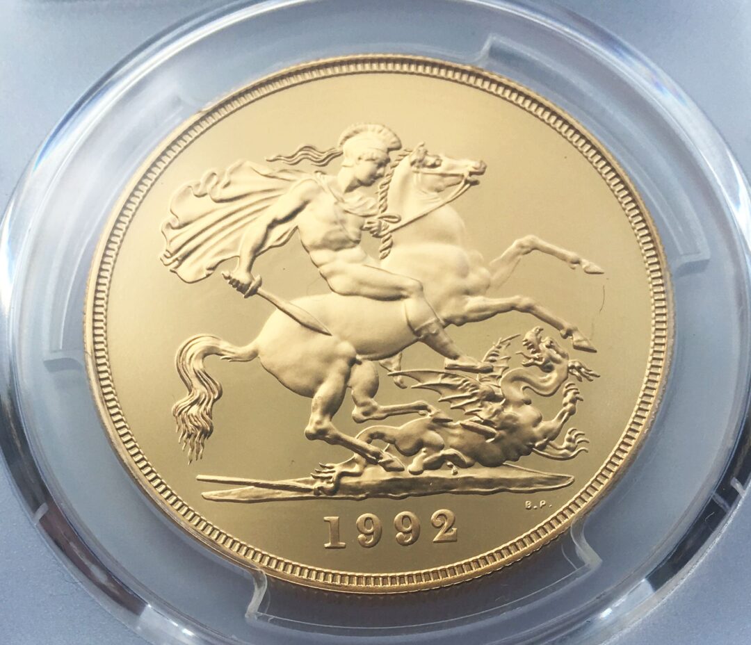 1992年ミドルエリザベス5ポンド金貨裏面