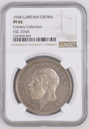 【R6】1934年ジョージ5世リースクラウン銀貨 VIPプルーフ NGC PF65