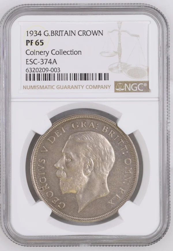 R6】1934年ジョージ5世リースクラウン銀貨 VIPプルーフ NGC PF65