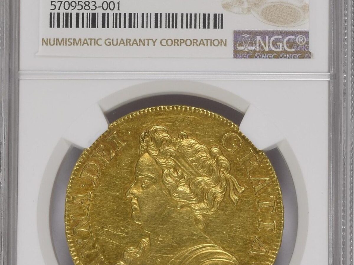 1711年アン女王5ギニー金貨 NGC AU58 - ソブリンハブ