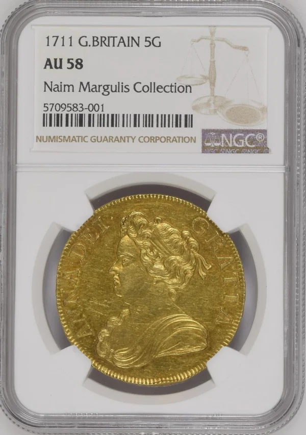 1711年アン女王5ギニー金貨 NGC AU58 - ソブリンハブ 1711年アン女王5ギニー金貨 NGC AU58 - ソブリンハブ