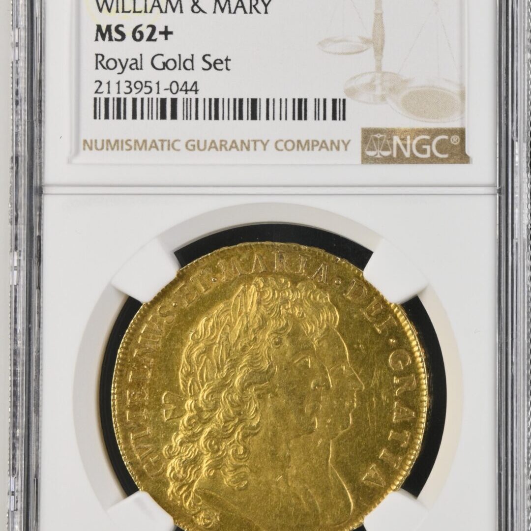 1693年ウィリアム＆メアリー5ギニー金貨 NGC MS62+ - ソブリンハブ