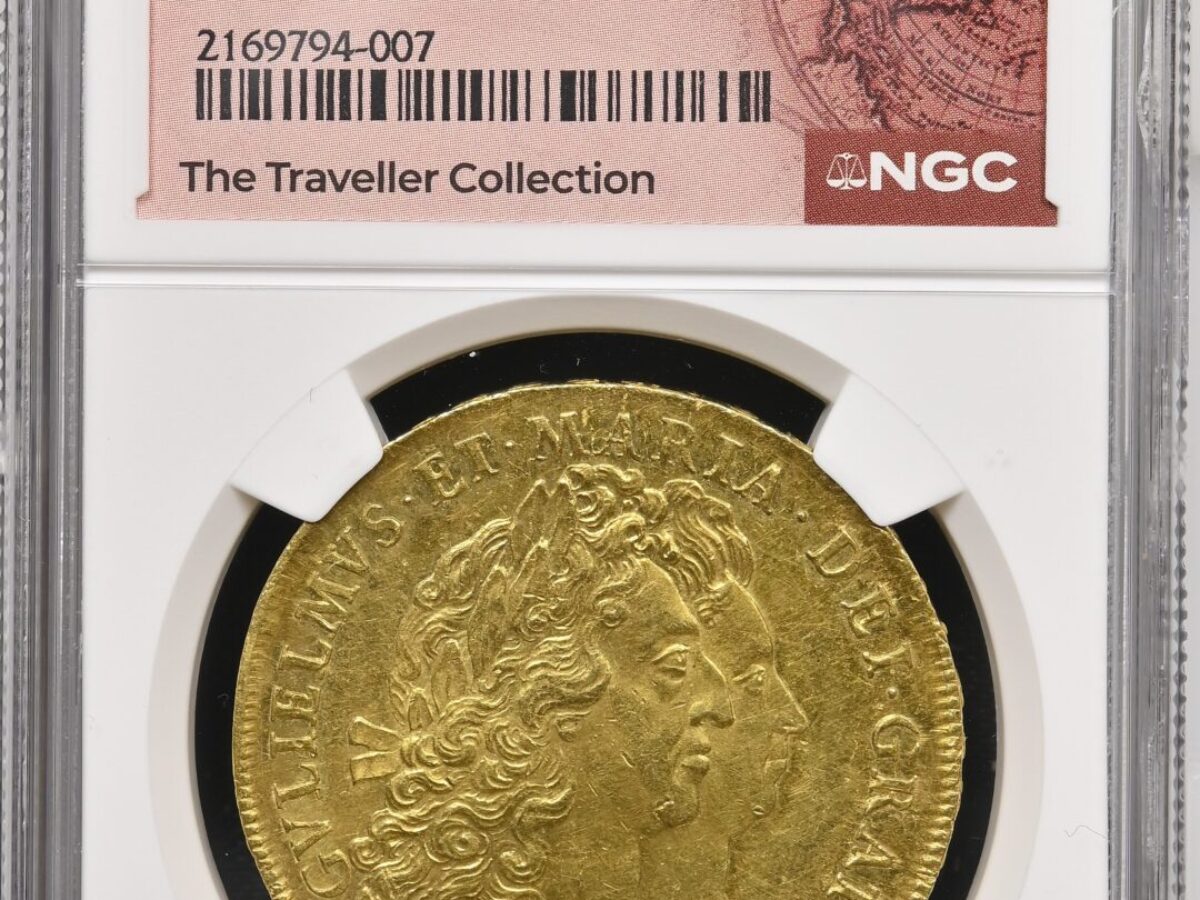 トップポップ】1691年ウィリアム&メアリー5ギニー金貨 NGC MS62