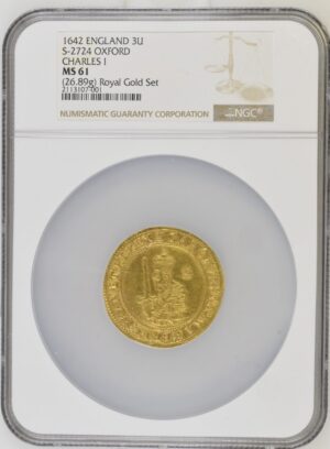 1642年チャールズ1世トリプルユナイト金貨 オックスフォード dies III/S2 NGC MS61