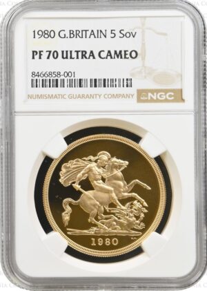 1980年ヤングエリザベス5ポンド金貨 NGC PF70UC