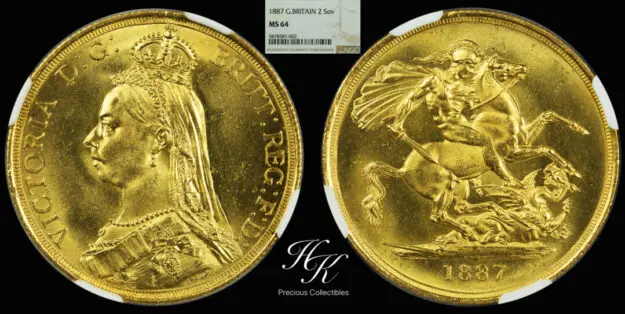 1887年ヴィクトリアジュビリーヘッド 2ポンド金貨 NGC MS64 - ソブリンハブ