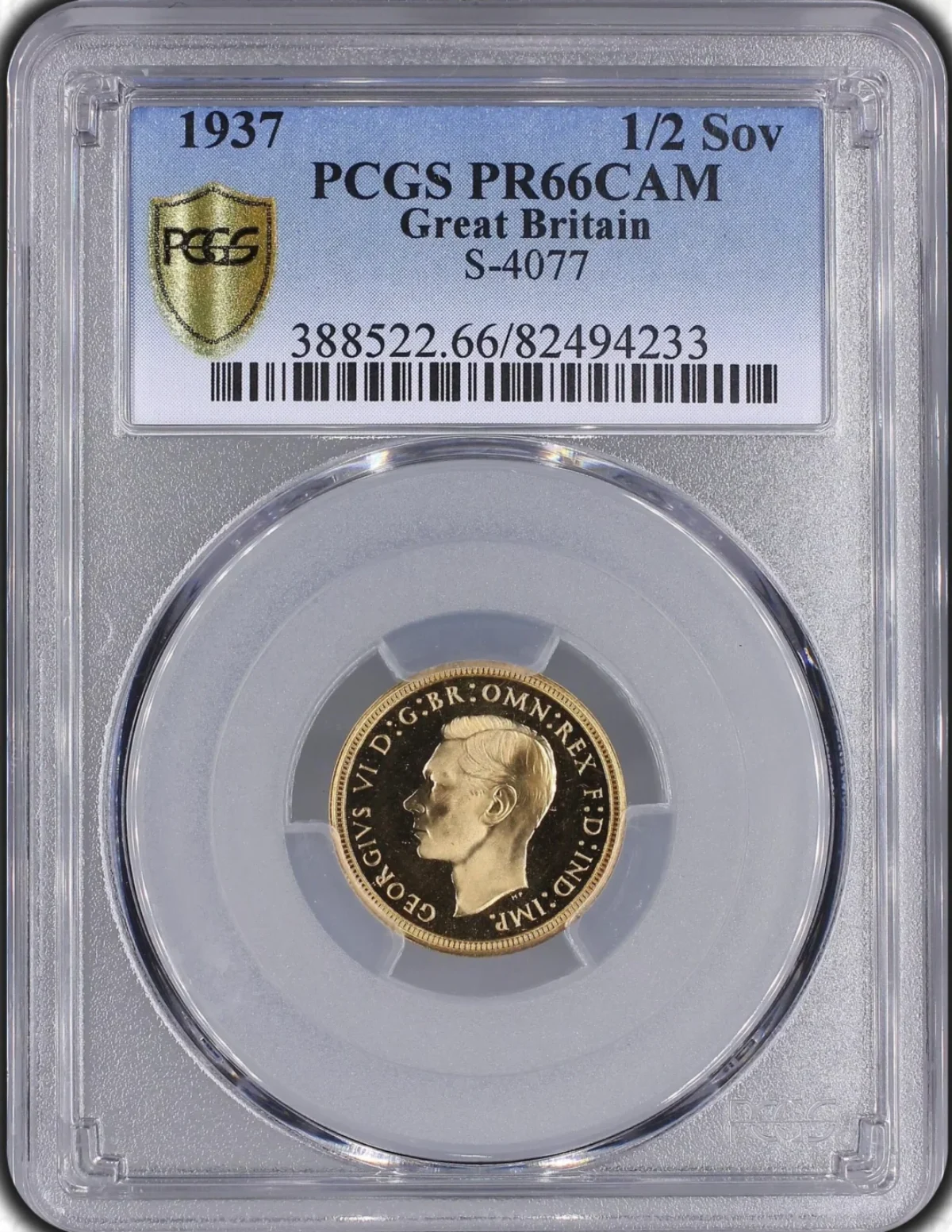 1937年 イギリス ジョージ6世 ハーフ・ソブリン金貨 NGC PR66 CAM