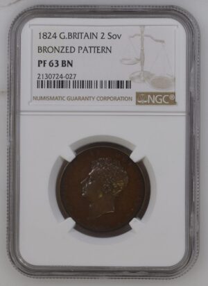 1824年 ジョージ4世 2ポンド試鋳銅貨 NGC PF63 BN