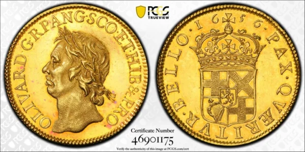 1656年 イングランド オリバー・クロムウェル 金貨 NGC PR62 CAM
