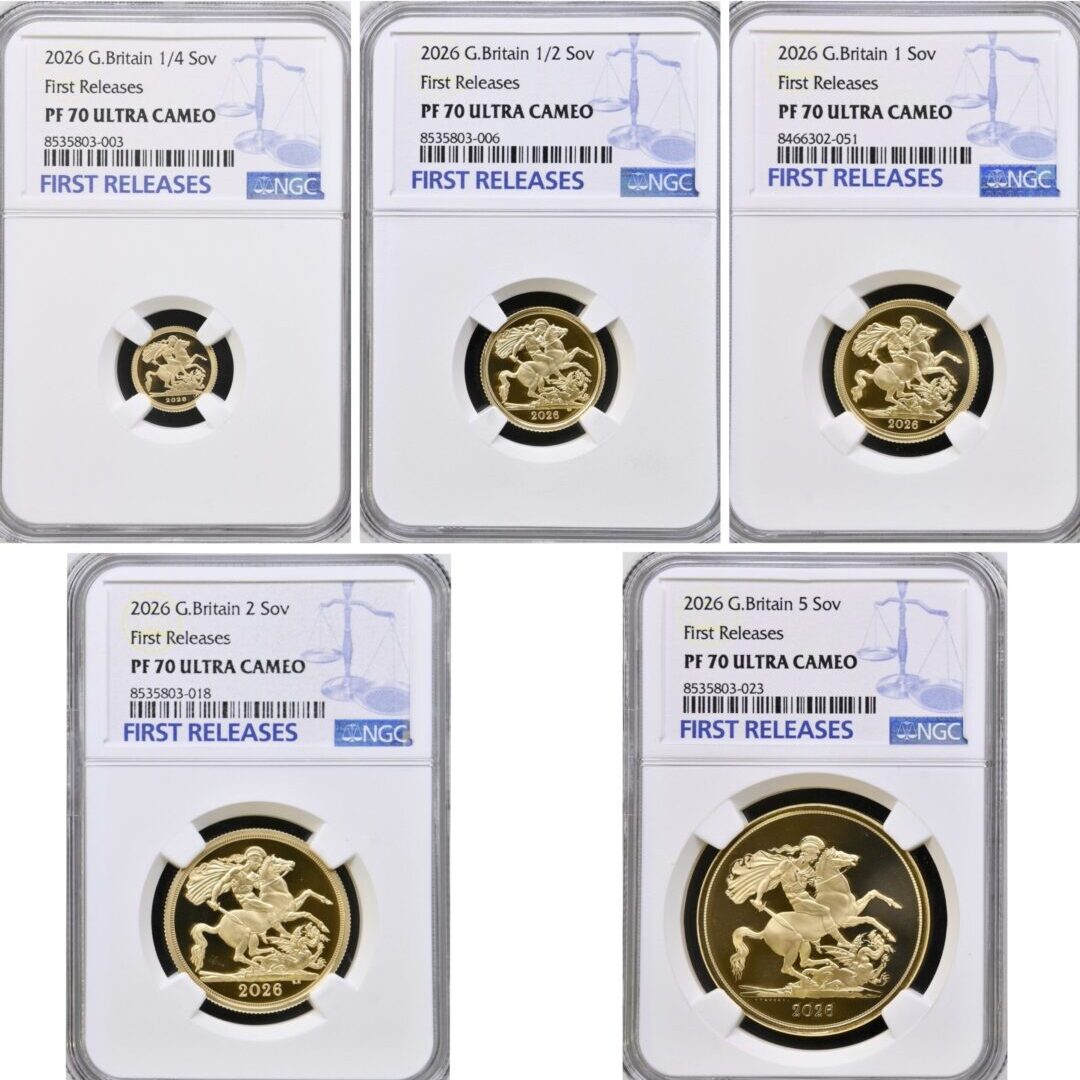 2026年 イギリス チャールズ3世 5枚組プルーフ・ソブリン・セット NGC