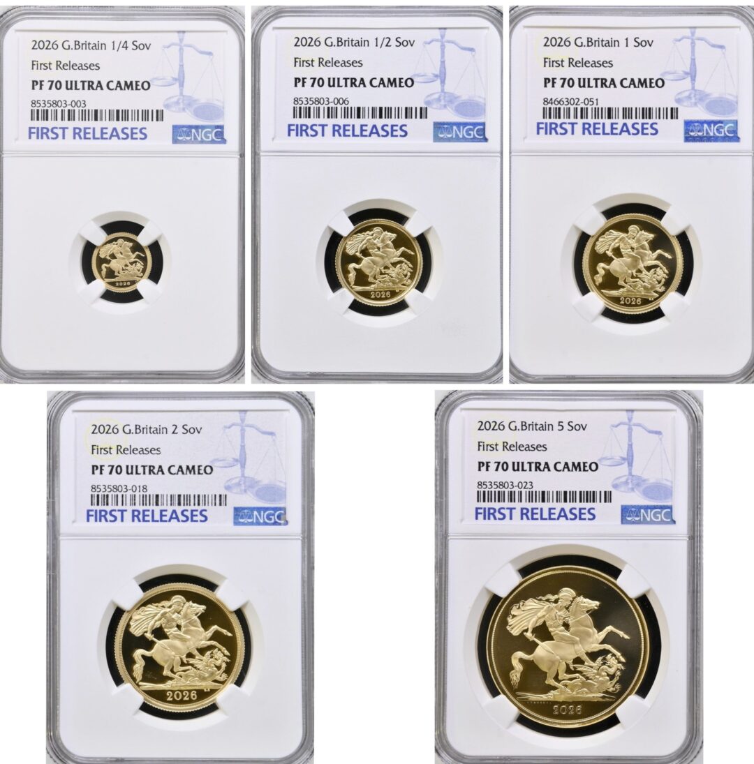 2026年 イギリス チャールズ3世 5枚組プルーフ・ソブリン・セット NGC PF70 UC