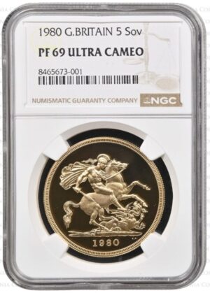 1980年 ヤングエリザベス5ポンド金貨NGC　PF69UC