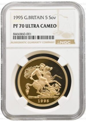 1995年 ミドルエリザベス5ポンド金貨NGC　PF70UC