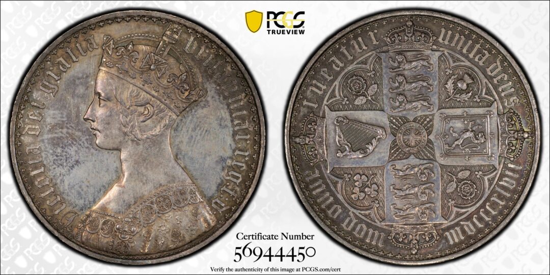 1847 Great Britain Victoria Gothic Crown Silver PCGS PR63 - Image 3