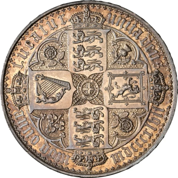 1847年 イギリス ヴィクトリア ゴシッククラウン銀貨 NGC PF62