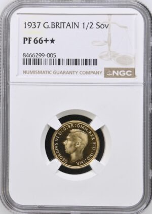 1937 Great Britain George VI Half Sovereign Gold NGC PF66+★