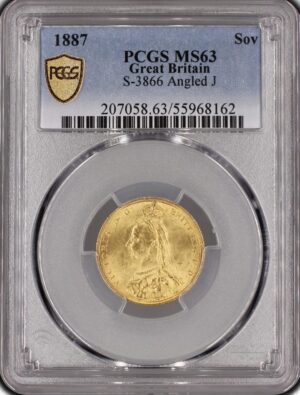 1887 Great Britain Victoria Sovereign Gold PCGS MS63