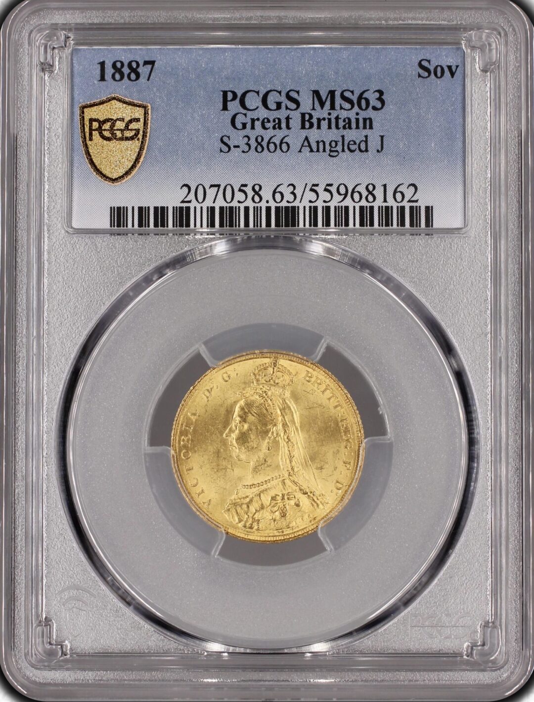 1887 Great Britain Victoria Sovereign Gold PCGS MS63