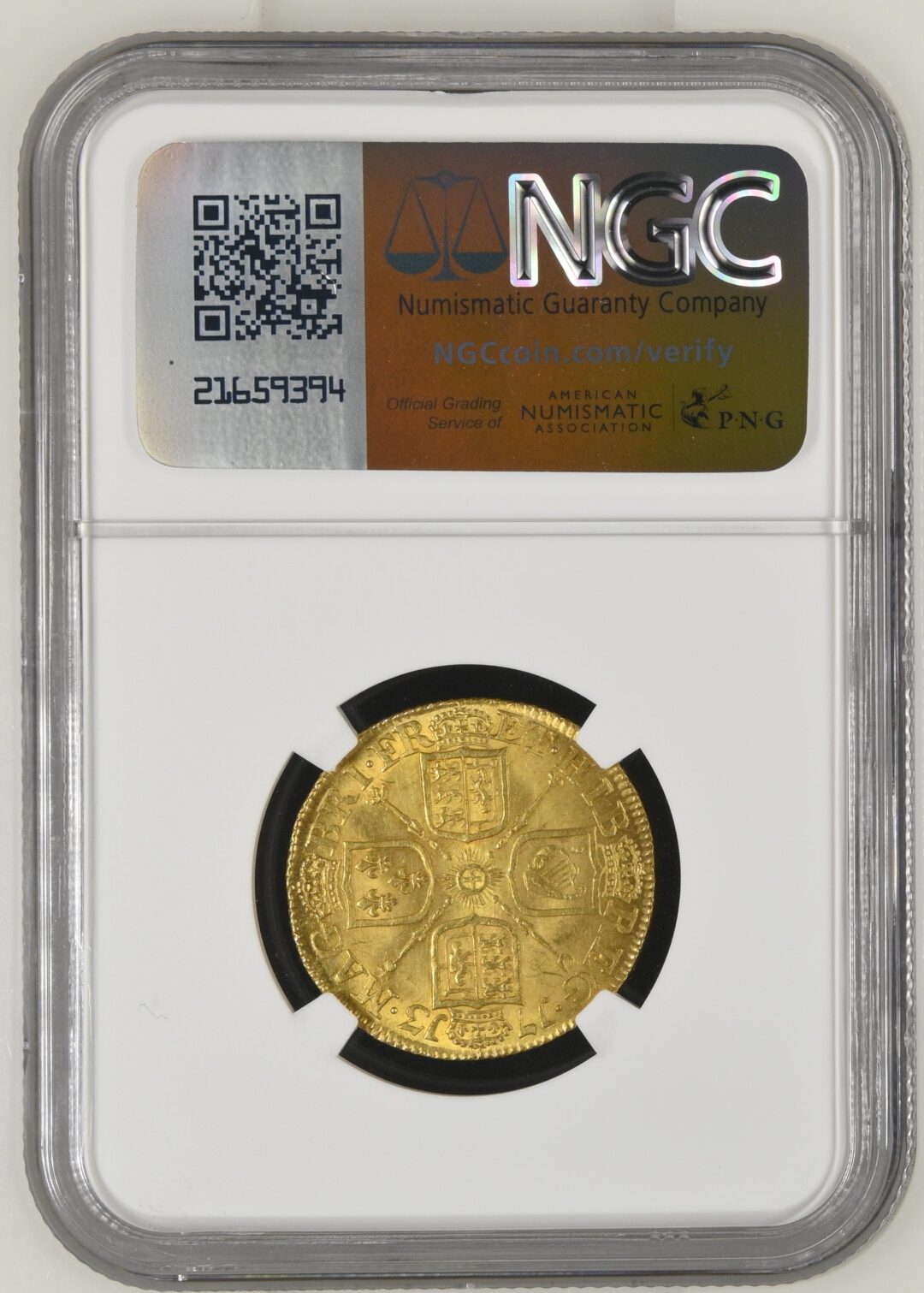 1713 Great Britain Anne Guinea Gold NGC MS63 - Image 2