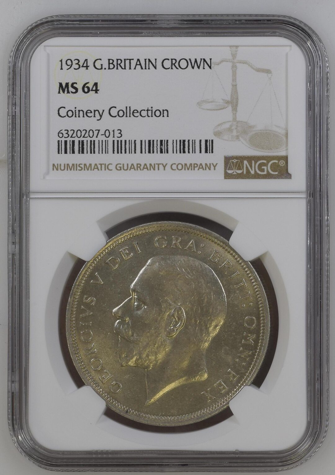 1934 Great Britain George V Wreath Crown Silver NGC MS64
