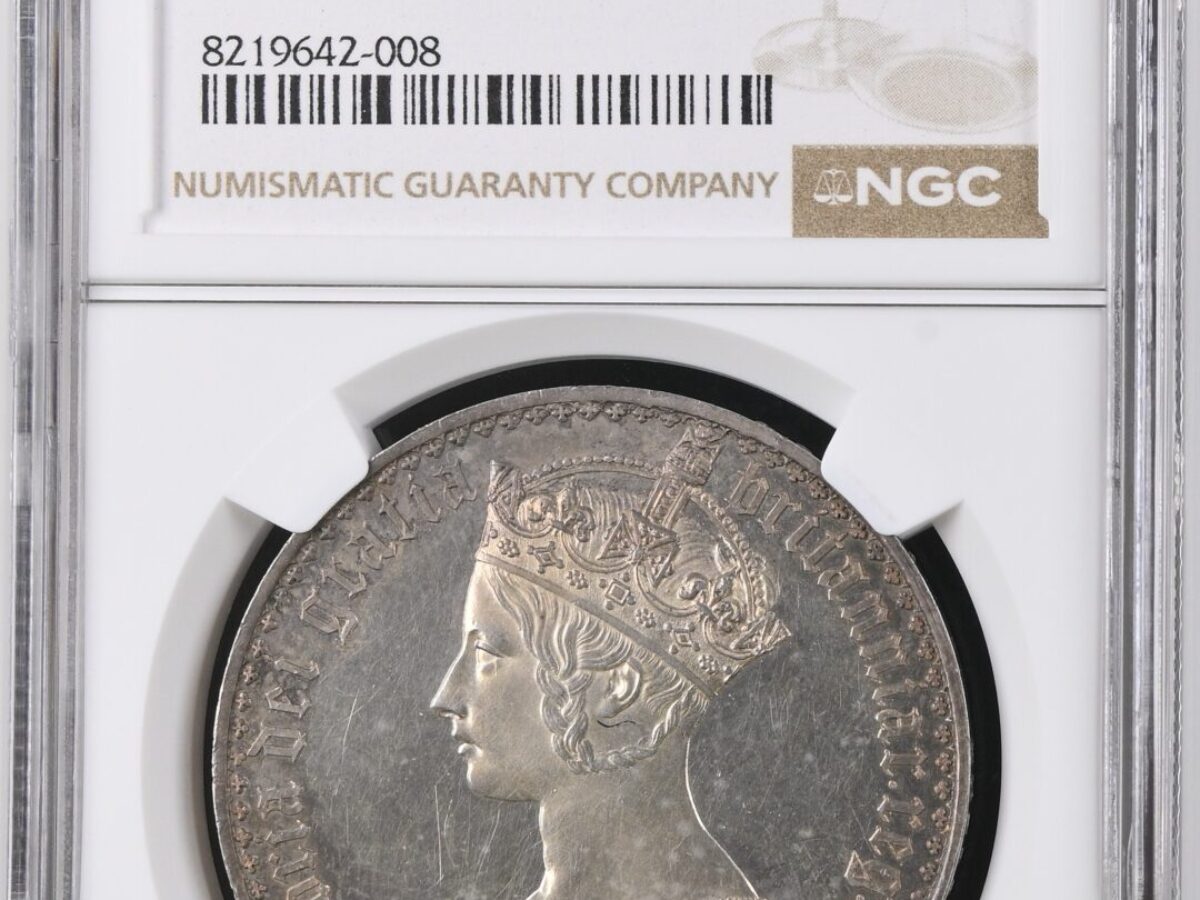 1847年 イギリス ヴィクトリア ゴシッククラウン銀貨 NGC PF62