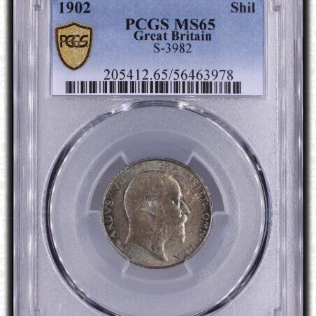 1902年 イギリス エドワード7世 シリング銀貨 PCGS MS65 - Sovereign Hub