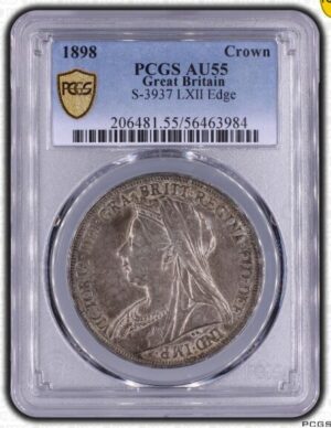 1898年 イギリス ヴィクトリア クラウン銀貨 PCGS AU55