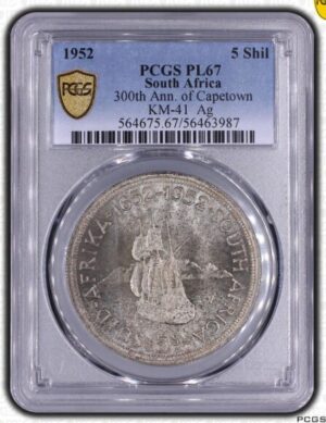 1952年 南アフリカ ジョージ6世 クラウン銀貨 PCGS PL67
