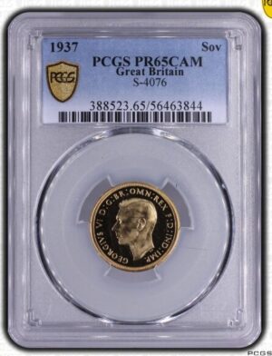 1937年 イギリス ジョージ6世 ソブリン金貨 PCGS PR65CAM