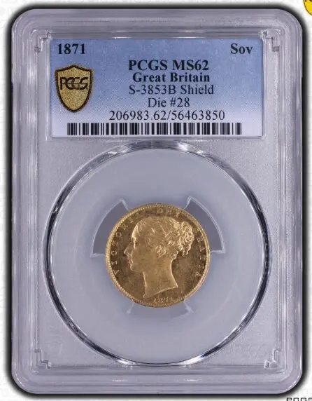 1871年 イギリス ヴィクトリア ソブリン金貨 PCGS MS62 - Sovereign Hub
