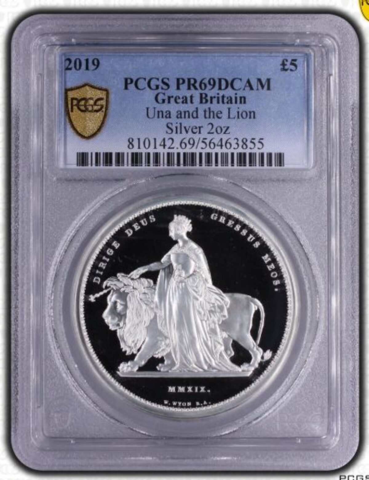 2019年 イギリス エリザベス2世 ウナとライオン 2オンス銀貨 PCGS