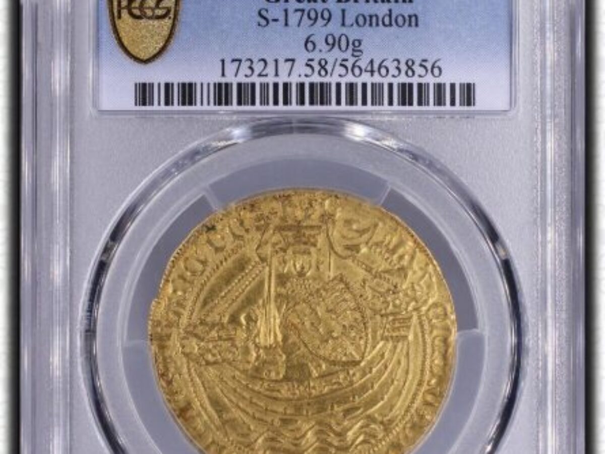 1422～1430年 イギリス ヘンリー6世 ノーブル金貨 PCGS AU58